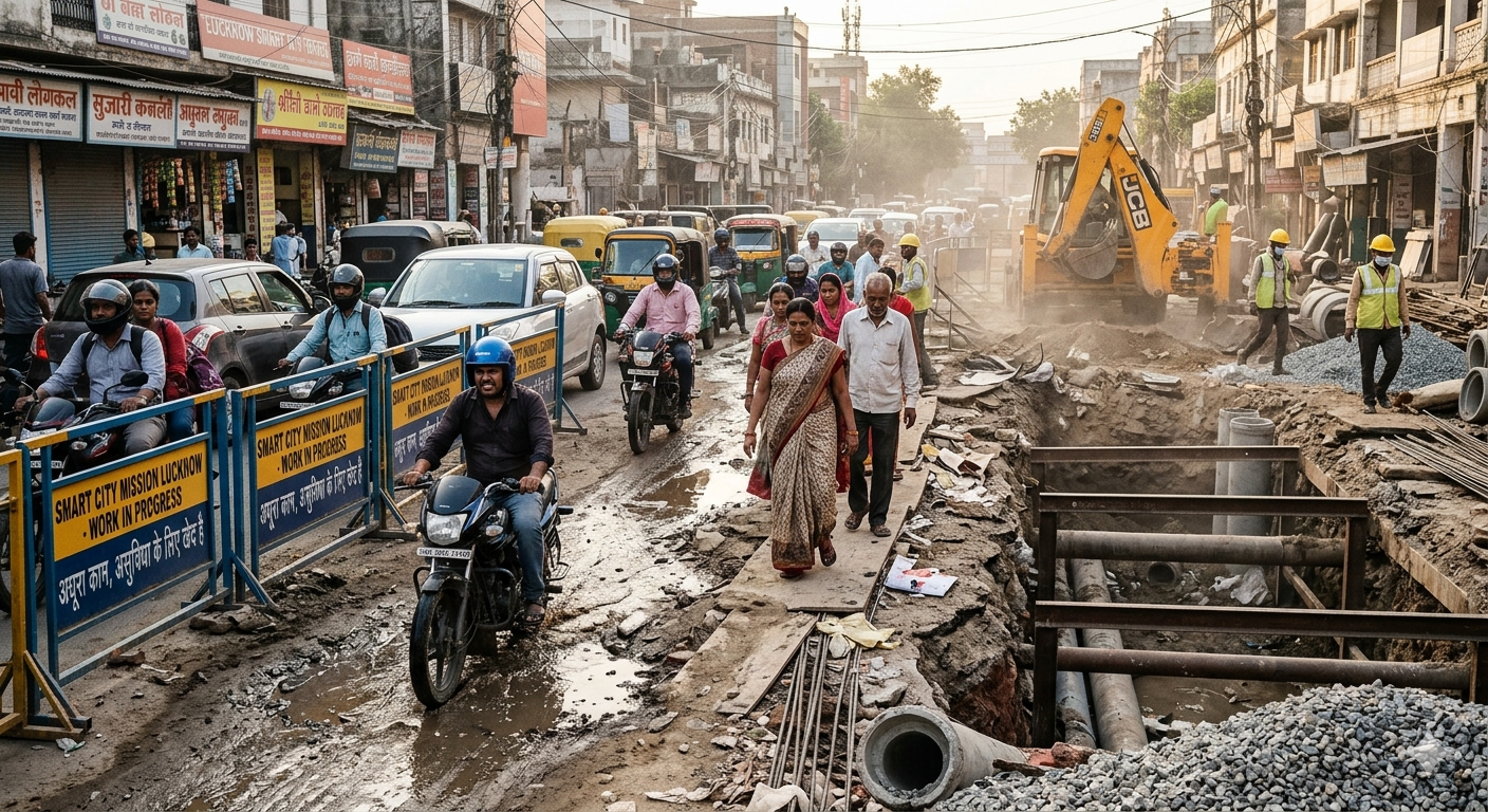 लखनऊ में स्मार्ट सिटी प्रोजेक्ट पर उठे सवाल, अधूरे काम से लोग परेशान
